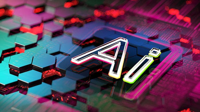 AI data. innovations and technology. AI text on CPU. Artificial Intelligence digital concept.