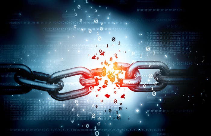 Broken data chain. Data hacked concept